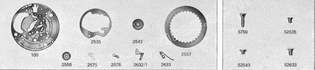 A Schild AS Calibre 1715 watch date parts